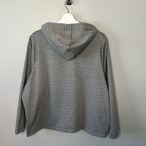 Addition Elle Black Brown Tan Micro Houndstooth Loose Fit Hoodie - Picture 8 of 10